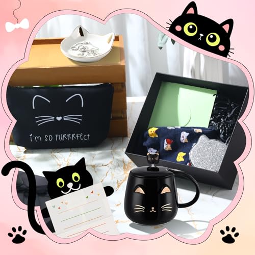 Havawish Cat Lover Gift Set for Women – 8 Pc Black Gift Basket