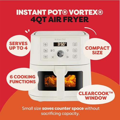 Instant Pot 4Qt VORTEX 6-in-1 Mini Air Fryer with Sea Salt - Compact Multi-Function Appliance