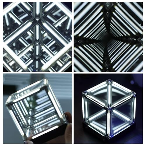 Infinity Cube Light - White LED Infinity Mirror 4D Abyss Effect Dimmable Night Light