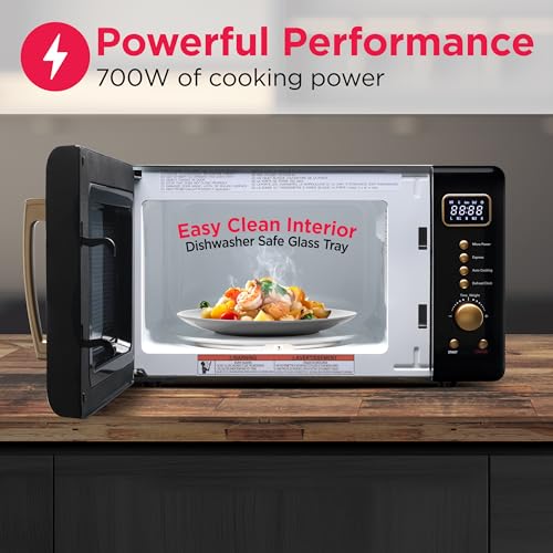 Frigidaire Retro Black Countertop Microwave Oven 0.7 Cu Ft 700W with Auto Cook
