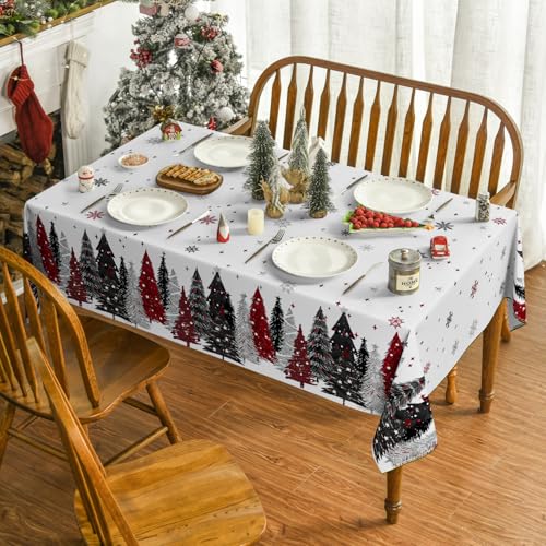 Horaldaily 60 x 60 Inch Red Christmas Tree Tablecloth Square Holiday Decor
