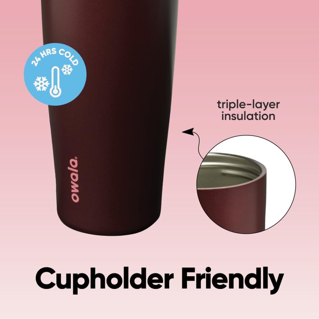Owala FreeSip Sway Insulated Water Bottle - 40oz Stainless Steel, Two-Way Spout & Built-In Straw, Black Cherry