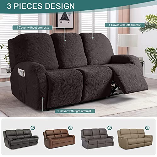 Ruaozz Recliner Couch Cover 3 Seater - Soft Stretch Chocolate Slipcover