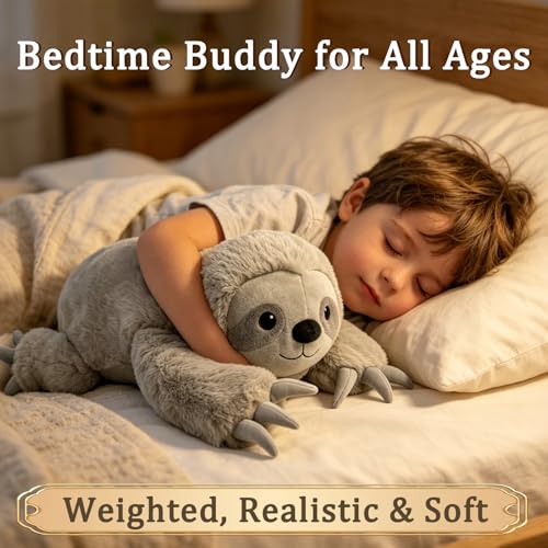 JUSTQUNSEEN Large 22" Weighted Sloth Plush Toy for Kids & Adults - Huggable Gift