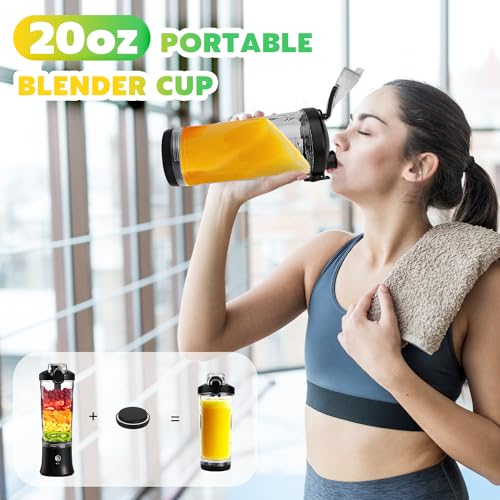NexaEase Portable Blender 20oz Black with Insulated Sleeve for Smoothies & Shakes