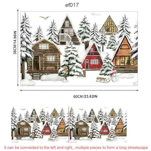 Chirstmas Window Film Double-Sided Viewable, Reusable Static Cling Window Stickers Winter Woodland Decals for Home New Year Decor