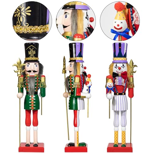 KI Store 15-Inch Double-Sided Nutcracker Soldier & Halloween Clown Decor