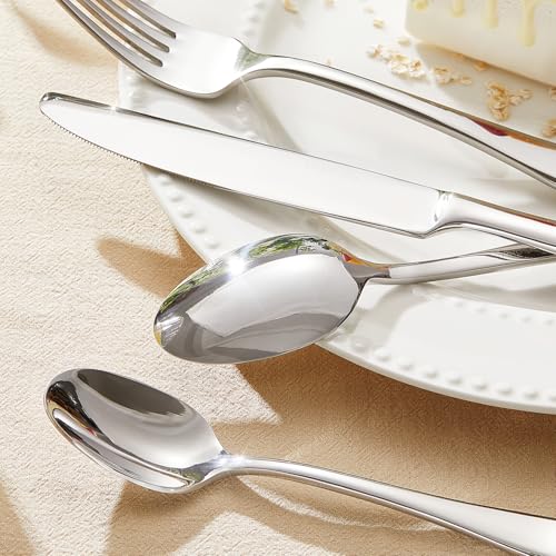 65-Piece Silverware Set for 12 - Stainless Steel Flatware with Serving Utensils