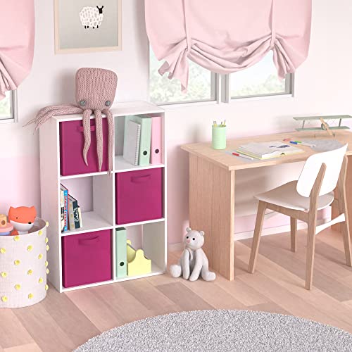 White 6-Cube Storage Shelf Organizer - Stackable Cube Organizer for Closet, Bookshelf, and Home Storage
