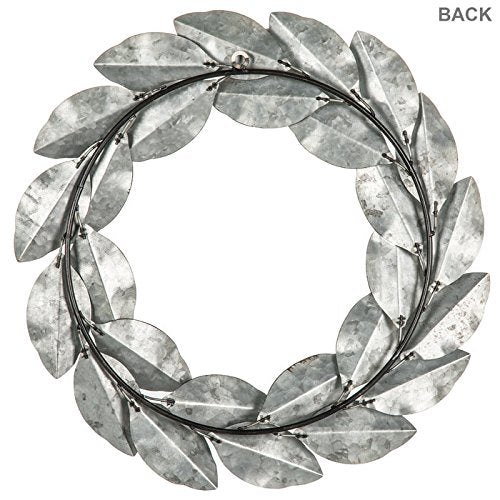 Silver Leaf Metal Wreath 16 Inch Galvanized Farmhouse Door Decor Christmas Fall