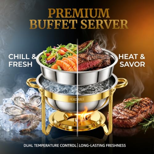 Gold 4-Pack 6QT Chafing Dishes for Buffet with High Dome Lids - Stainless Steel Food Warmers for Catering & Parties