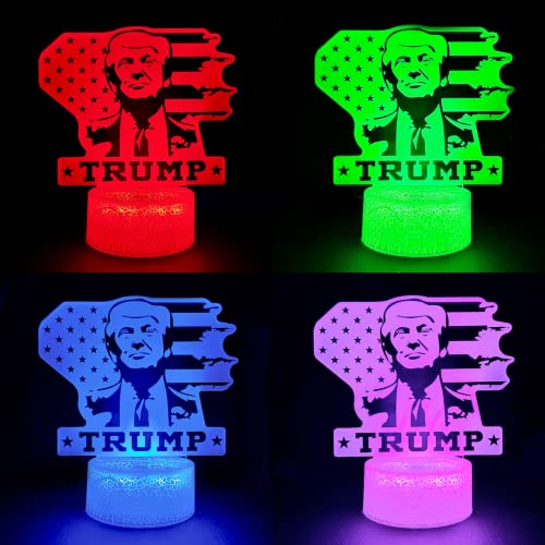 3D LED Night Light Trump 2024 Flat Acrylic Illusion Lighting Lamp with 7 Colors and Touch Sensor, Trump Fan Nightlight Gift, Trump Fight!