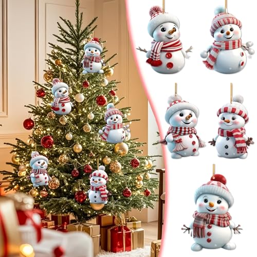 Mtruil Styl 20 Funny White Snowman Christmas Tree Ornaments 5 Pcs