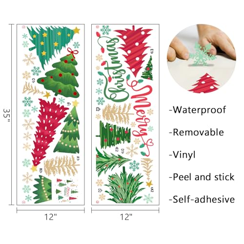 Mfault Merry Christmas Tree Wall Decals Stickers, Xmas Snowflake Decorations Bedroom Art, New Year 2026 Home Kitchen Living Room Decor Winter Holiday Gift