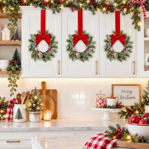Hotop 16 Pcs 7.87 In Mini Christmas Wreaths for Kitchen Cabinets (8.5 cm inner, 20 cm outer)