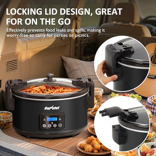 8.5 Quart Programmable Slow Cooker with Locking Lid & Digital Timer - Black