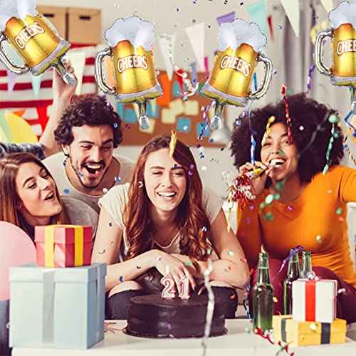 Beer Cup Balloons Set of 12, Beer Festival, Mug Cheers Foil Balloons Fit for Summer Party, Valentine Wedding Birthday Party Decorations