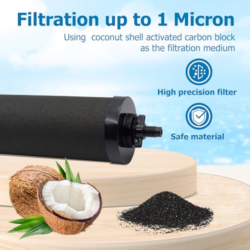 Water Filter Replacement 4 Pack for Berkey BB9-2 - Carbon Filters for Gravity Systems