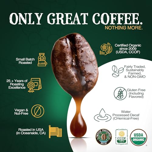 Decaf French Roast Organic Coffee Beans - 2 Pack of 1 lb - Dark Roast