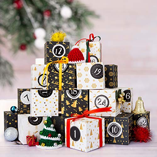 KESOTO 2 Pack Advent Calendar Number Stickers 1-24 Christmas Calendar Stickers for Crafting Christmas DIY Labels, Black and White