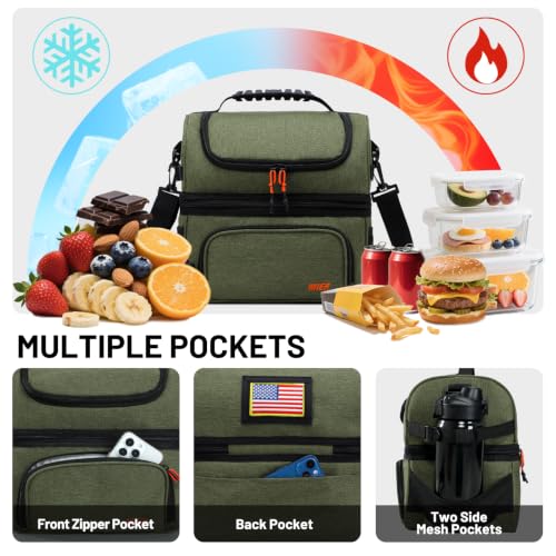 Men's Insulated Lunch Bag with Dual Compartments - Army Green, MIER Variation