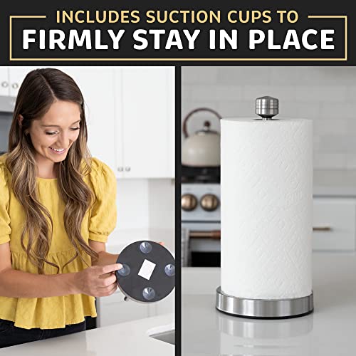 Heavy-Duty Stainless Steel Paper Towel Holder with Suction Cups - Silver