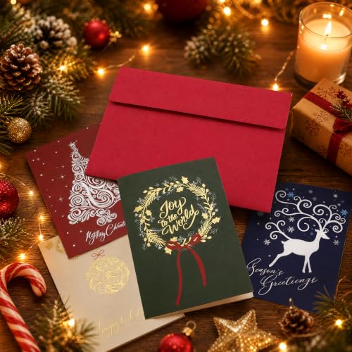40-Pack 4x6 Christmas Cards with Gold & Silver Foil & Envelopes