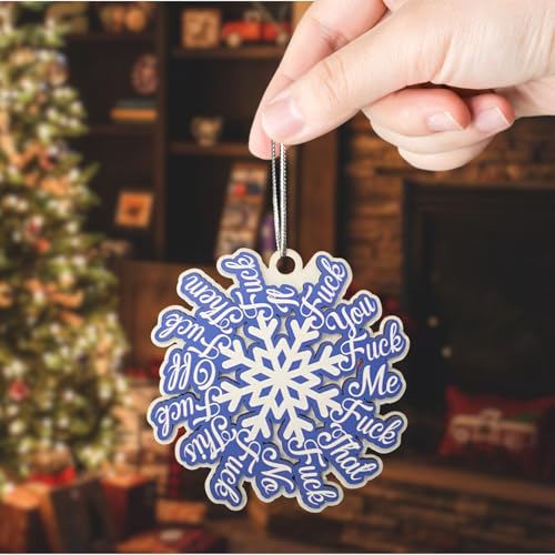 Funny Ornaments for Adults Blue Snowflake Christmas Decorations (2