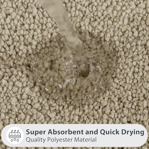 Extra Soft Bathroom Rug 30x60 Inches - Beige Shower Mat with Non-Slip TPR Backing