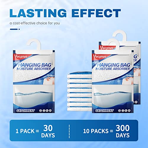 Vacplus Moisture Absorber Pack - 10 Hanging Bags, 14 OZ Strong Moisture Control