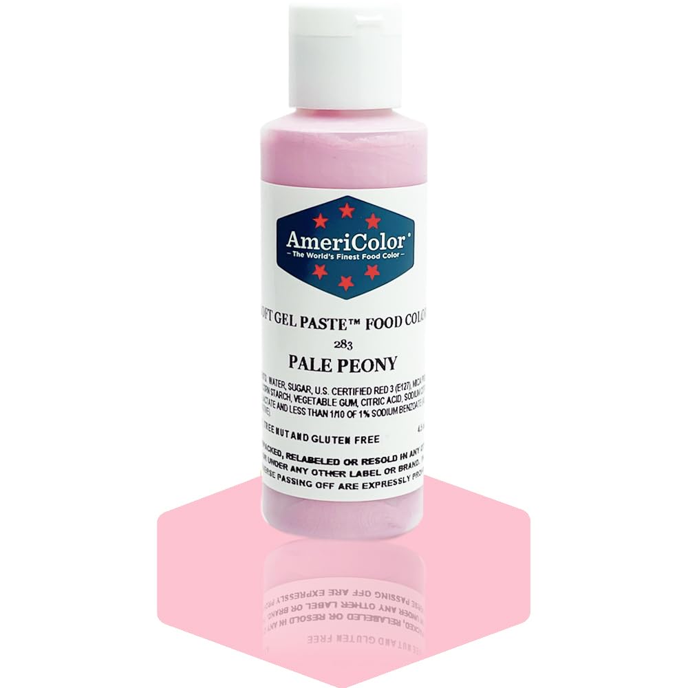 AmeriColor, Pale Peony, 4.5 Ounce Bottle, Soft Gel Paste Food Color