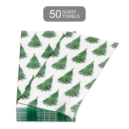American Greetings Christmas Tree Guest Towels 50-Count, Disposable Paper Napkins
