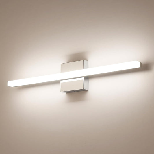 Combuh 24-Inch LED Bathroom Vanity Light Bar 14W IP44 Chrome Over Mirror Lighting Fixture Indoor Modern Bright White 4000K