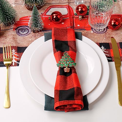 LogHog Christmas Tree Napkin Rings A-Xmas Tree Set of 6 Festive Holiday Table Decor