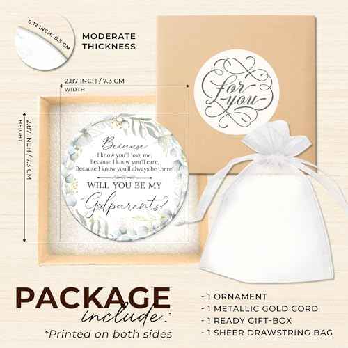 ZAGKOO Godparents Proposal Gift - Will You Be My Godparents Ornament - Godparent Gifts from Godchild - Baptism Gifts for Godparent, Catholic Present Ideas - Ceramic Christmas Ornament Keepsake 2025