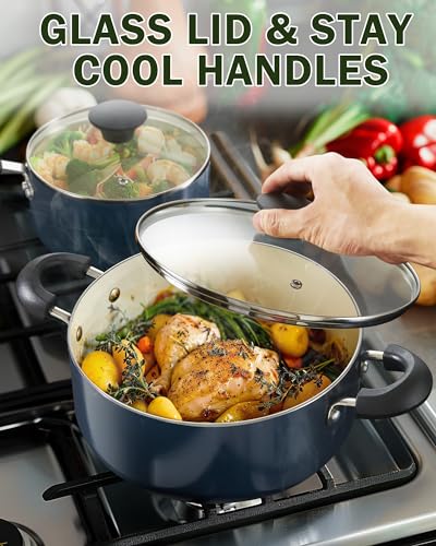 Cook N Home 10-Piece Ceramic Nonstick Cookware Set - Blue