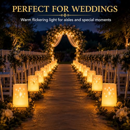 AceList Meteor Luminary Bags Set with Flameless LED Candles - Outdoor Holiday Decor
