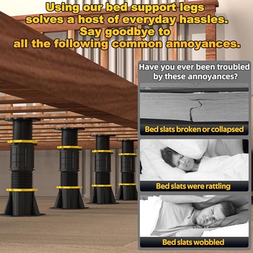 Adjustable Bed Support Legs 8.5-13 inch, 4 Pcs Center Support for Bed Frame