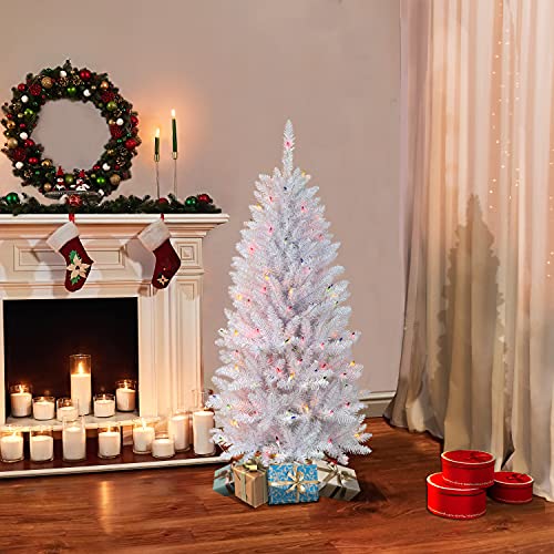 Puleo International 4.5' Flocked Fraser Fir Artificial Christmas Tree with 150 Clear Lights