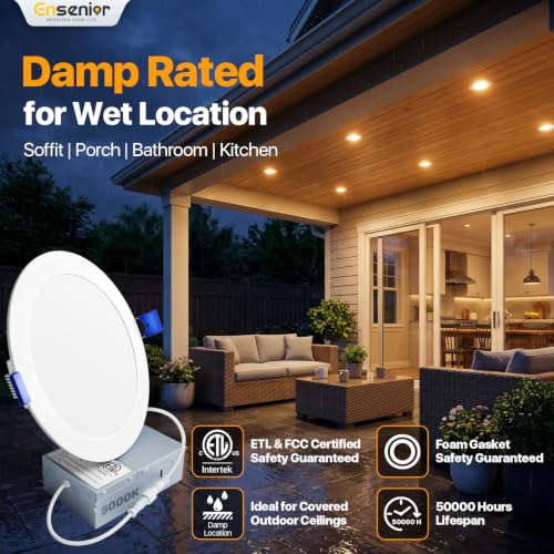 Ensenior 6 Inch Dimmable LED Recessed Light 5000K Daylight - 6 Pack