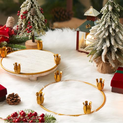 Thyle 30 Pcs Christmas Gold Metal Advent Wreath Rings Candle Holders - Variation 30