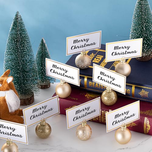 Civaner 24Pcs Christmas Ornament Place Card Holders & Name Cards Set - 3 Designs, 24 Holders, 36 Blank Cards