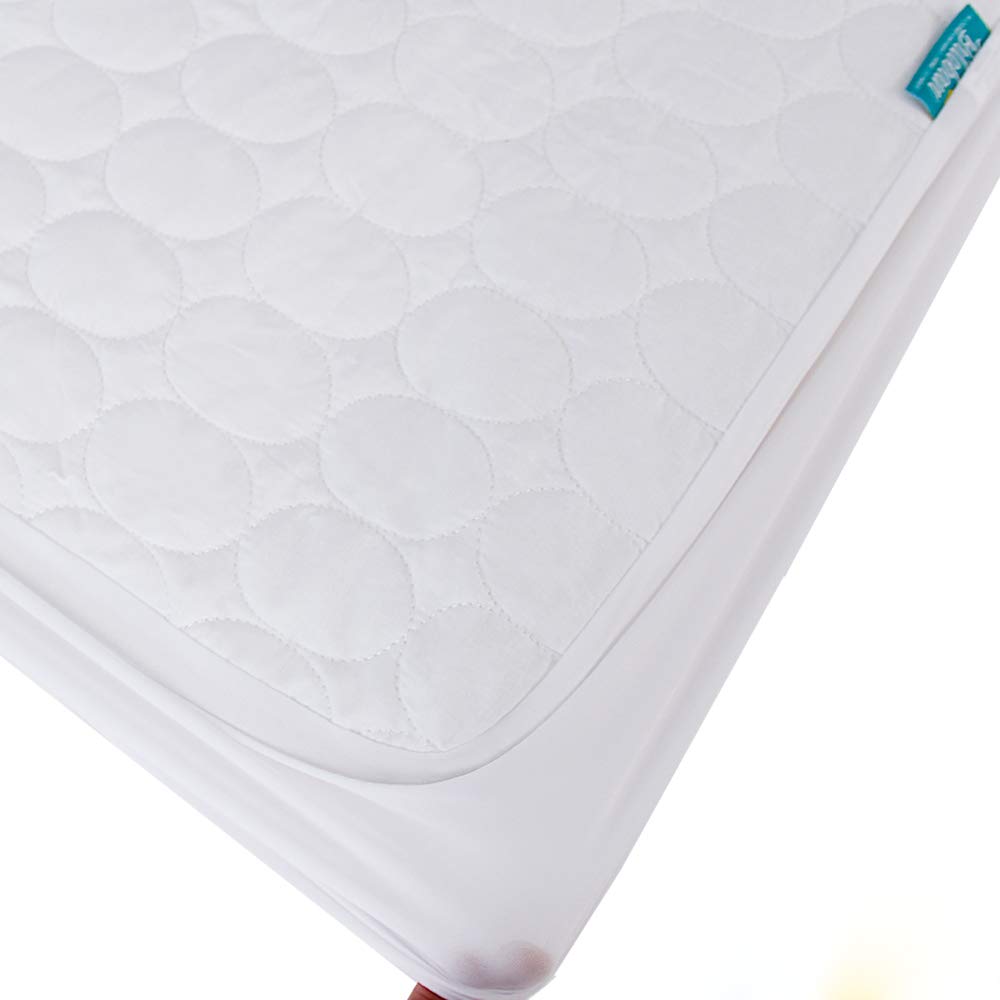 Skiennix Crib Mattress Protector Sheets - Waterproof Quilted Pad Cover, 52” x 28”, White | 2 Pack