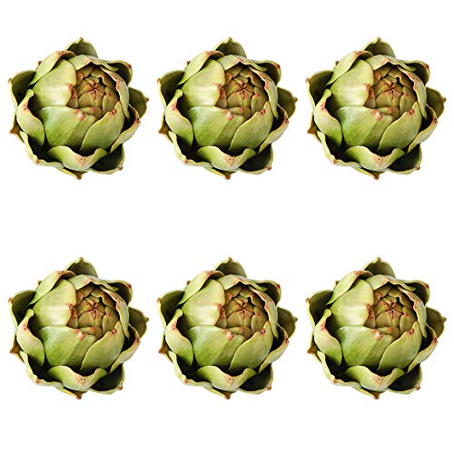 GiftYou 6-Pack Artificial Artichoke Decor - Realistic Faux Vegetables for Kitchen & DIY Crafts