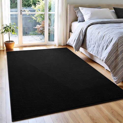 Black 4x6 Modern Memory Foam Area Rug for Living Room & Bedroom - Vasofe
