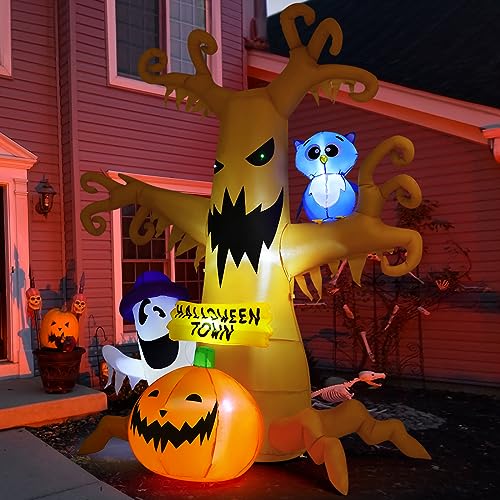 Halloween Inflatable Dead Tree with Owl Ghosts Pumpkins Outdoor Decor - Static