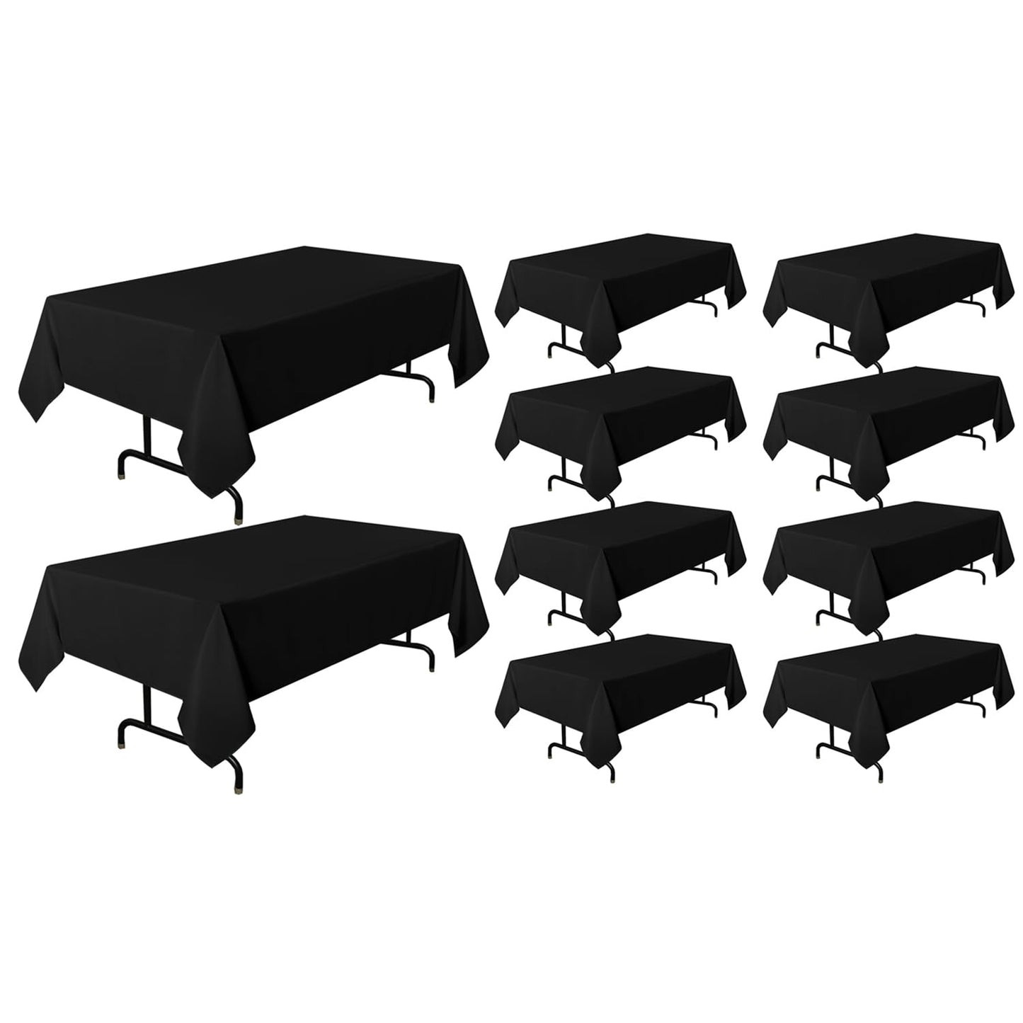 sancua 10 Pack Black Tablecloth 60 x 120 Inch, Rectangle Table Cloth for 8 Feet Tables - Stain and Wrinkle Resistant Washable Polyester Table Cover for Dining Tables, Buffet Parties and Camping