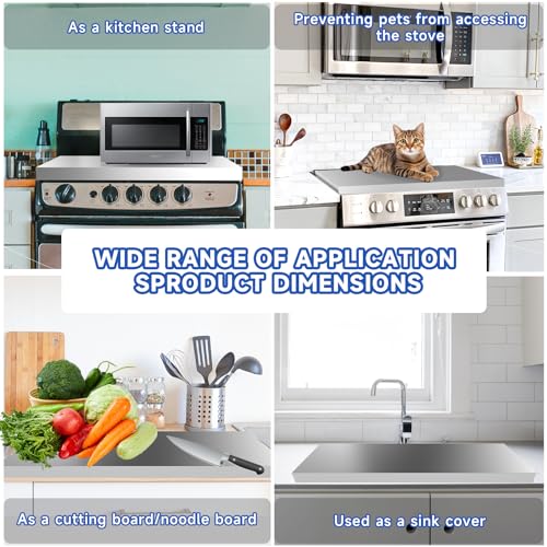 Stainless Steel Gas Stove Top Cover - Multi-Functional Noodle Board for 30x22 Inch Cooktop - Silver (Variation of THIS listing)