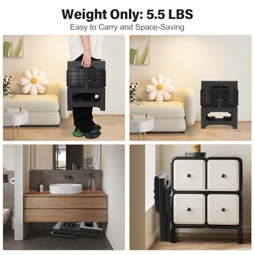 Foldable 2-Step Stool for Adults, Non-Slip Collapsible Footstool for Home & Office