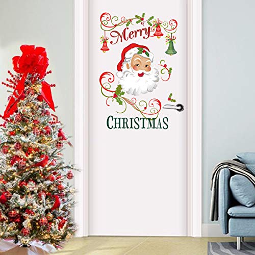 Decalplanet Christmas Santa Wall Decals Merry Christmas Snowflake Xmas Window Clings Removable DIY Wall Art Holiday Window Sticker Bedroom Door D?cor